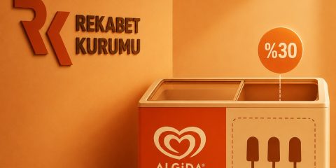 Rekabet Kurulunun Unilever ve Magnum hakkında verdiği geçici tedbir kararını temsil eden minimalist dondurma dolabı görseli